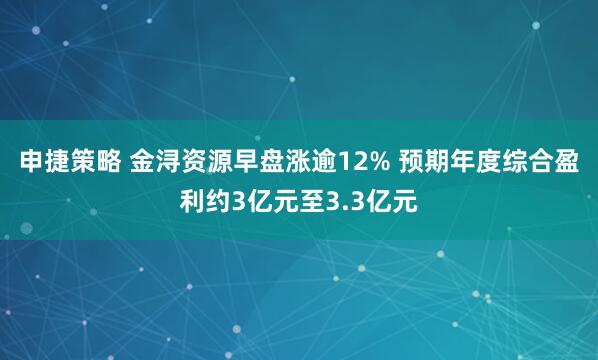 申捷策略 金浔资源早盘涨逾12% 预期年度综合盈利约3亿元至3.3亿元
